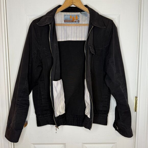 Paul Frank Bomber Utility Jacket Black Cotton Lightweight Full Zip Size Large - Picture 3 of 7